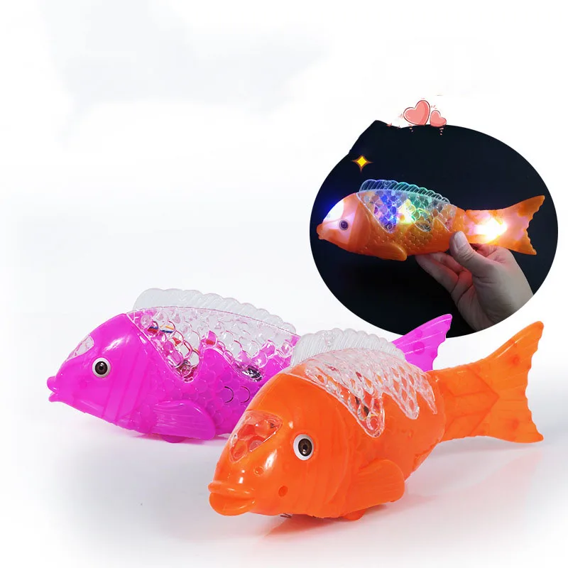 1pcs Simulation Electric Light Emitting Projection Fish Shaking Fish Toys Music Stage Props Children Swinging Fish Small Toys