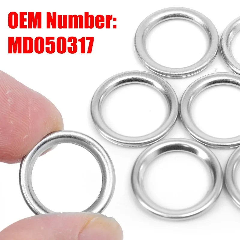 100-10pcs Car Oil Pan Oil Drain Screw Gasket Iron Drain Bolts and Sealing Gaskets Kit for Hyundai Kia Volvo Mitsubishi MD050317 - Image 3