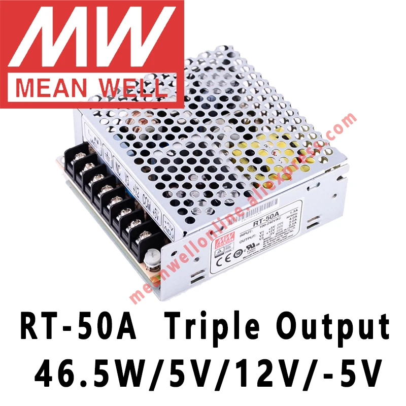 Mean Well RT-50B 5V/12V/-12V AC/DC 50W Triple Output Switching Power Supply meanwell online store