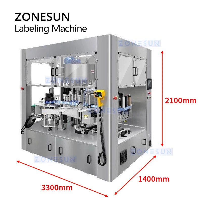 ZONESUN Automatic Hot Melt Glue Circular Labeling Machine ZS-CYXR12 Film Paper BOPP Label Cylindrical Round Bottles Packaging