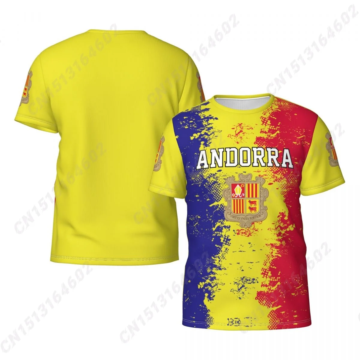 Andorra Country Vintage Flag 3D Printed T Shirt Men Summer Short-sleeved Custom T-shirt For Soccer Running Bike Tennis Fitness