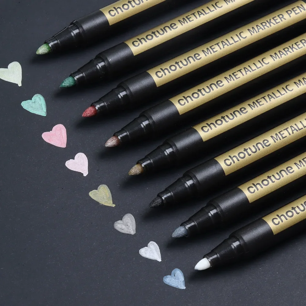 10/20 farbige Metallic-Marker, Farbmarker mit mittlerer Spitze für schwarzes Papier, Kartenherstellung, Osterei, Felsmalerei, Sammelalbum, Basteln – Detail 3