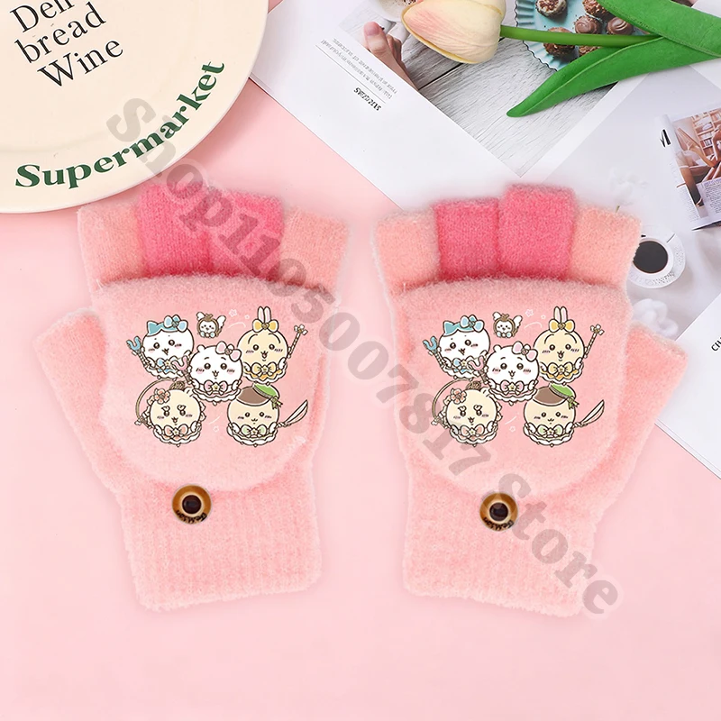 Guantes cálidos de invierno para niños, guantes bonitos de dibujos animados de Chiikawas, accesorios informales para niñas, mitones con estampado de Anime para niños, regalos de navidad 2026