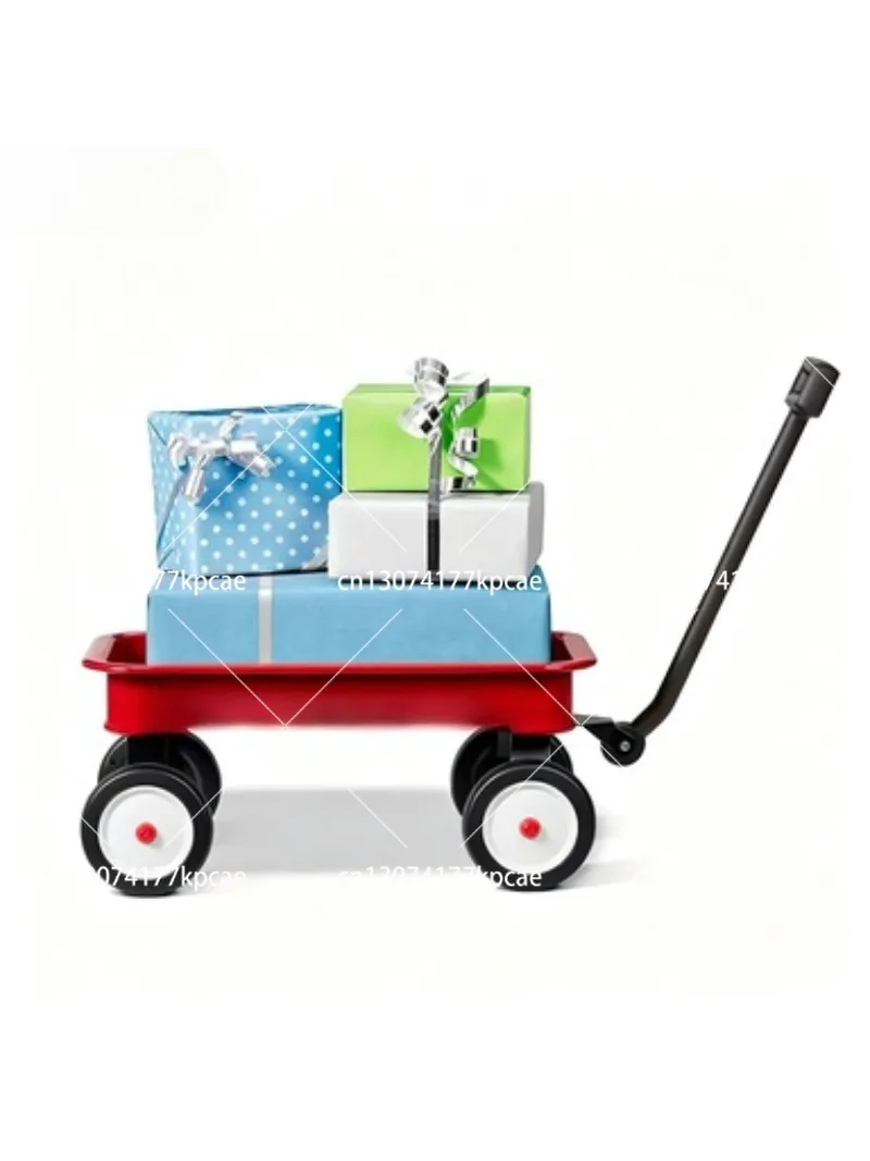 Foldable Kids Wagon Stroller with Canopy, 4 Wheel Toy Cart for Baby Shopping and Pretend Play
