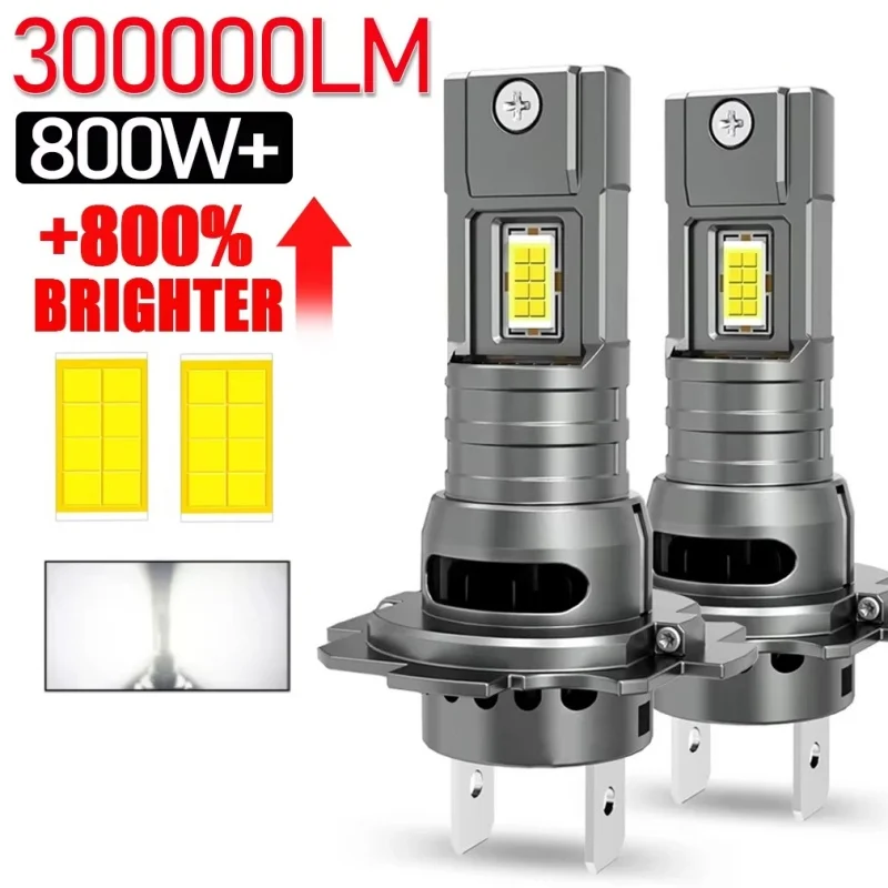 H7 LED-Scheinwerfer CANBUS 300000LM 7035 CSP-Chips 1:1 MINI-Größe Plug-and-Play Autolampe 6000K Kabelloses Turbo-Nebelscheinwerfer mit Lüfter