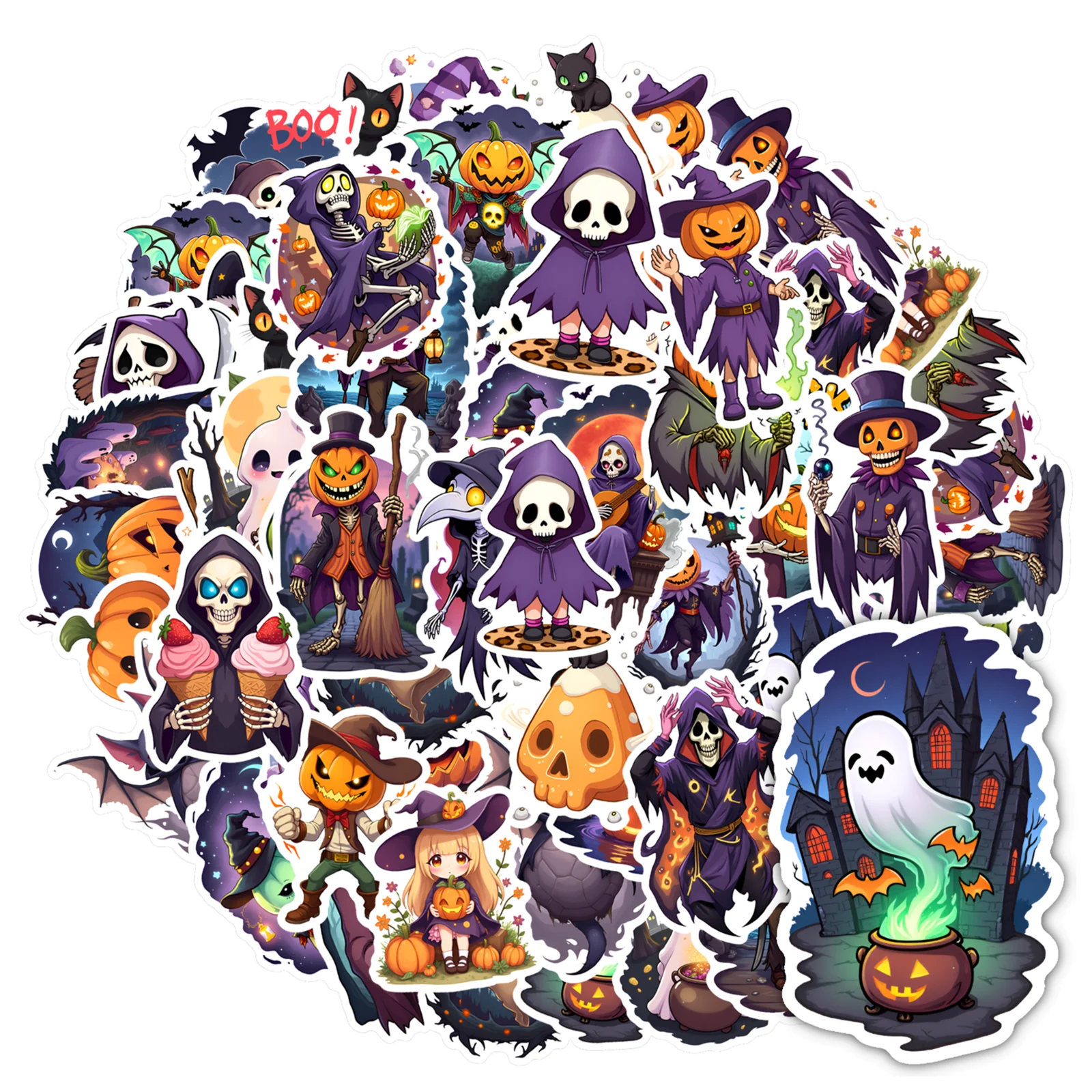 35pcs-50pcs Gothic Ghost Stickers Cute Skeleton DIY Stickers Stickers For DIY Phone Laptop Scrapbook Bike Laptop