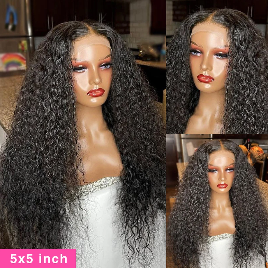 Wig renda depan gelombang air 4x4 5x5 Wig penutup renda 13x4 13x6 Hd Wig rambut manusia keriting 360 untuk rambut manusia Wanita