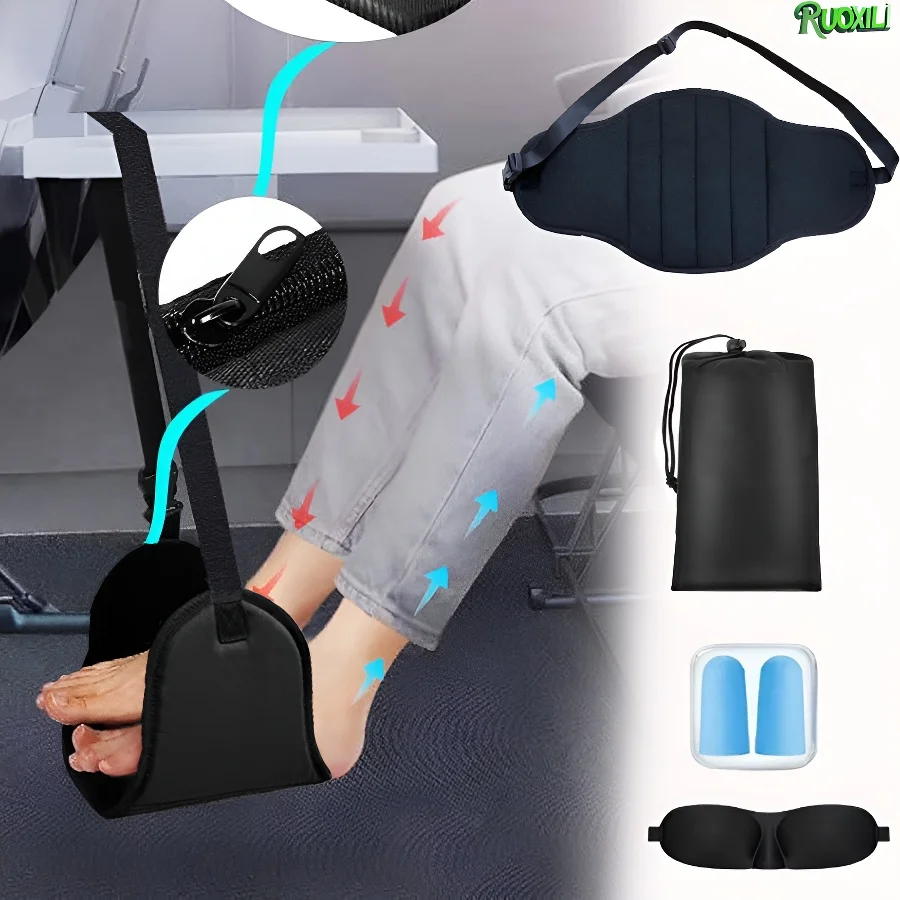 

Foot Hammock With Detachable Support Plate, Portable Airplane/Desk/Casual Style Travel Accessory Hammock Foot Rest