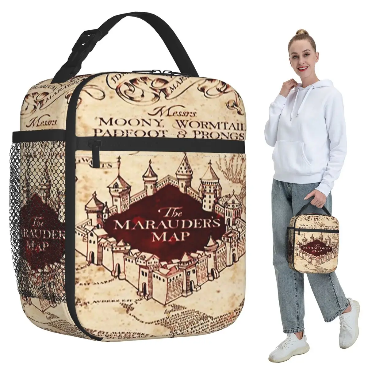 Marauders Magic Map Insulated Lunch Bag for Kids School Cooler Thermal Food Box Tote Portable Lunch Boxes Container