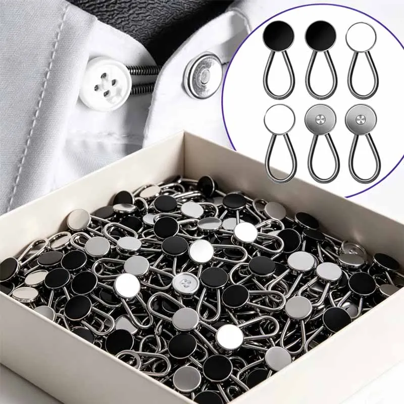 2/10pcs Collar Extenders Buttons for Jeans Pants Waist Stretch Shirt Tie Neck Expanders Flexible Reusable Buckle Accessories