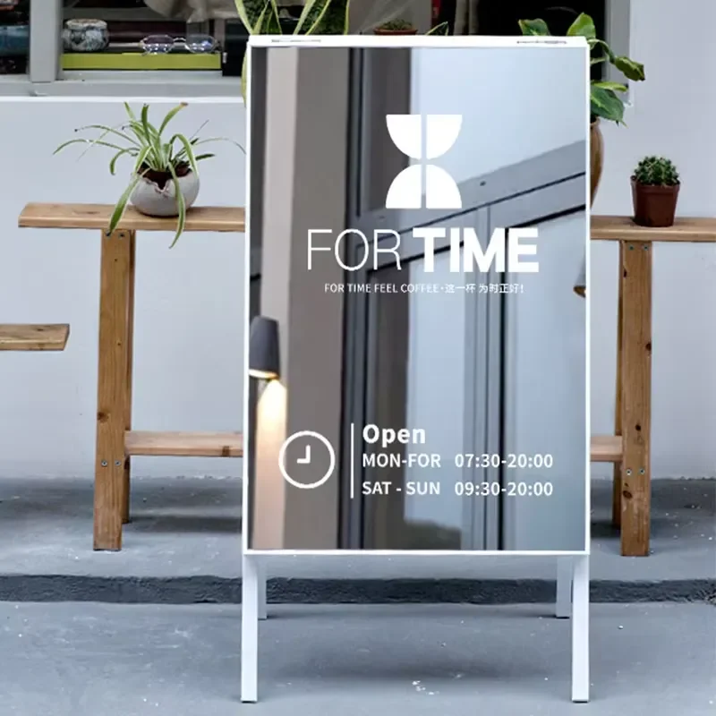 Portable Double-Sided Aluminium A-Frame Sign Poster Painted Metal Billboard for Sidewalk Advertising Durable Outdoor Signage
