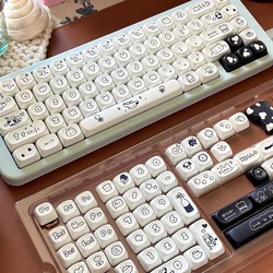 ECHOME Black and White Cow Theme Keycap Set PBT Dye-sublimation Keyboard Cap 141keys MOA Profile Key Cap for Mechanical Keyboard