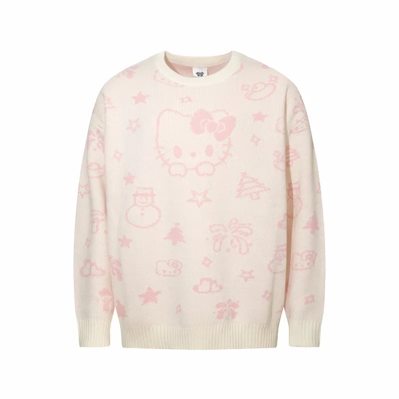 Sanrio Hello Kitty Cartoon maglioni pullover Y2k Casual inverno carino fondo camicia donna manica lunga t-Shirt allentata top lavorati a maglia