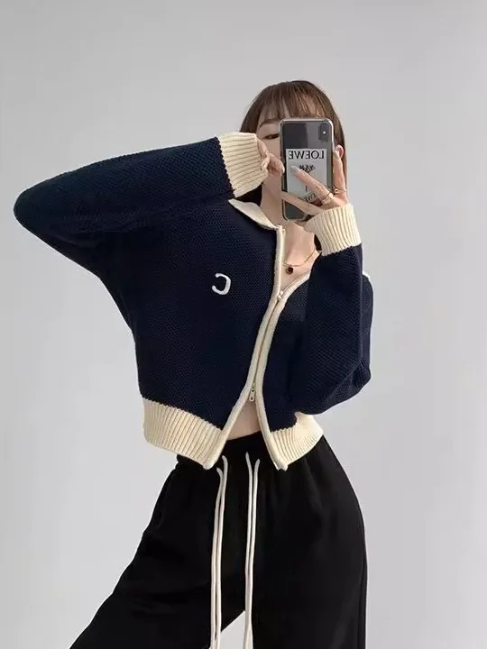 

Корейский свободный длинный све с высоким воротником, женский трикотаж, кардиган на молнии, осень-зима, Новое поступление, цветной топ