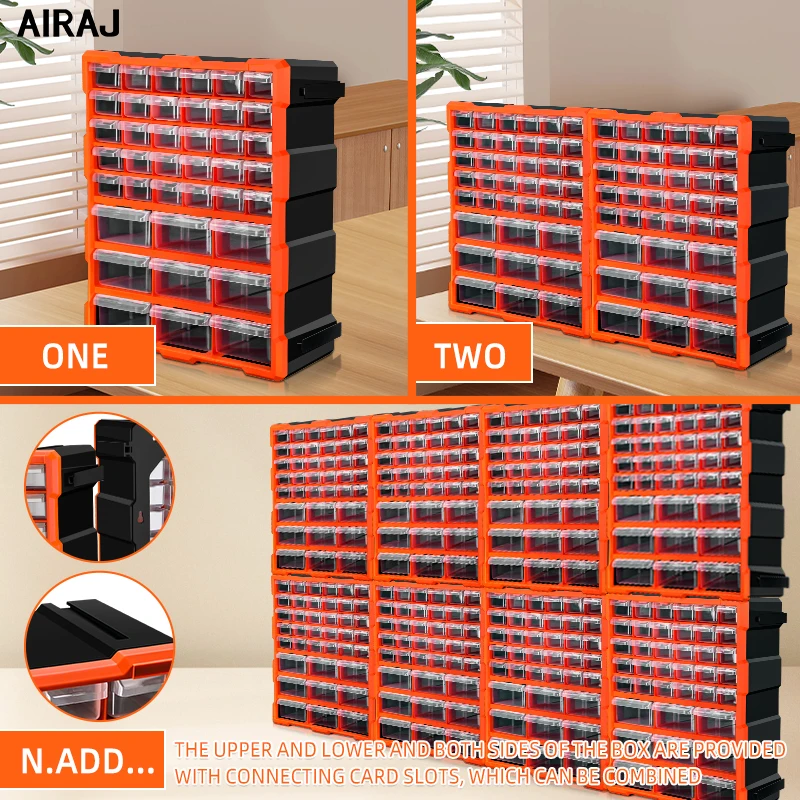 AIRAJ -39 Drawers Clear Plastic Parts Storage Wall Mount Hardware and Craft Storage Cabinet Drawer Organizer