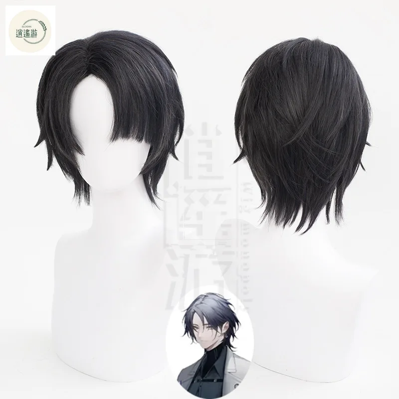 Game Path to Nowhere Male Director Cos Wig 30CM Mixed Color Heat-resistant Synthetic Hair Halloween Party Cosplay Wigs+wig Cap