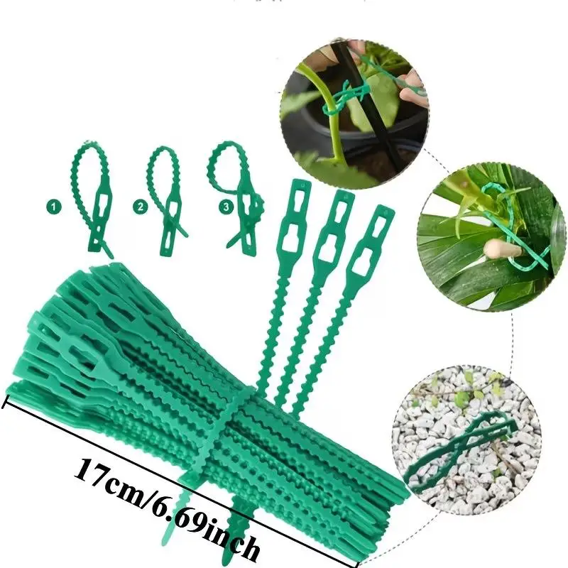 

100pcs 6.69" Plant Ties – Reusable Adjustable Garden Clips for Vines, Tomatoes, Trees, Stems