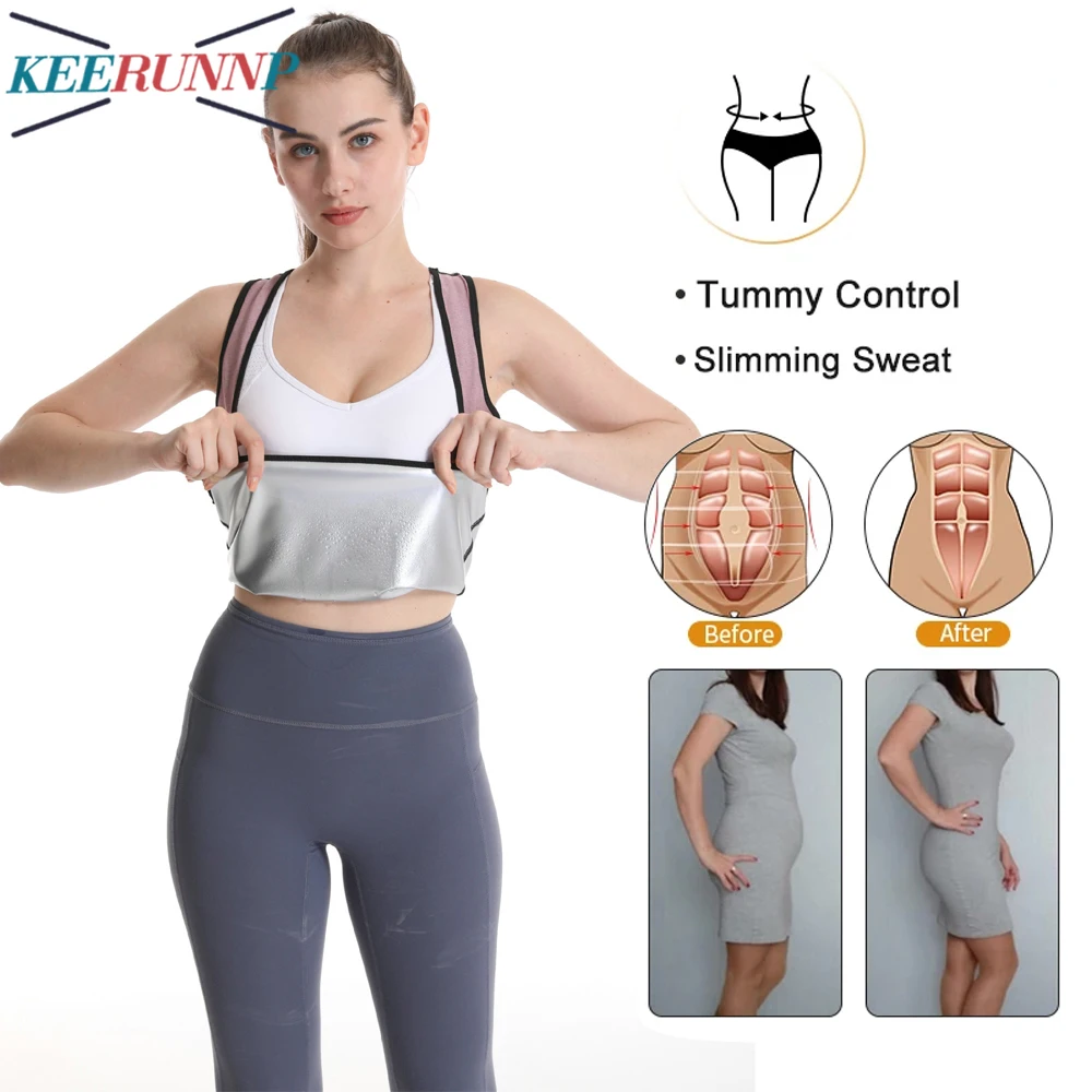 1Pcs Sauna Sweat Vest Workout Tank Top Waist Trainer for Women Compression Workout Enhancing Vest Tummy Belt for Women Belly Fat