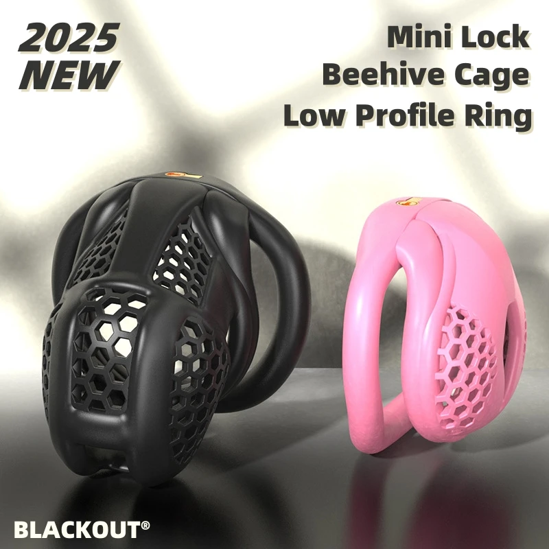 BLACKOUT 3D Printed Male Chastity Device Beehive Pro Breathable Cock Cage 2 Types Penis Rings Stealth Mini Lock Adult Sex Toys