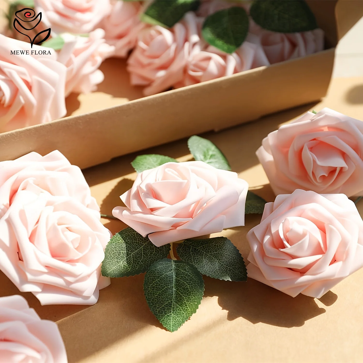 30pcs Pink Rose Artificial Flower Valentines Gift DIY Wedding Bridal Decoration Foam Fake Roses With Stem Home Vase Office Decor