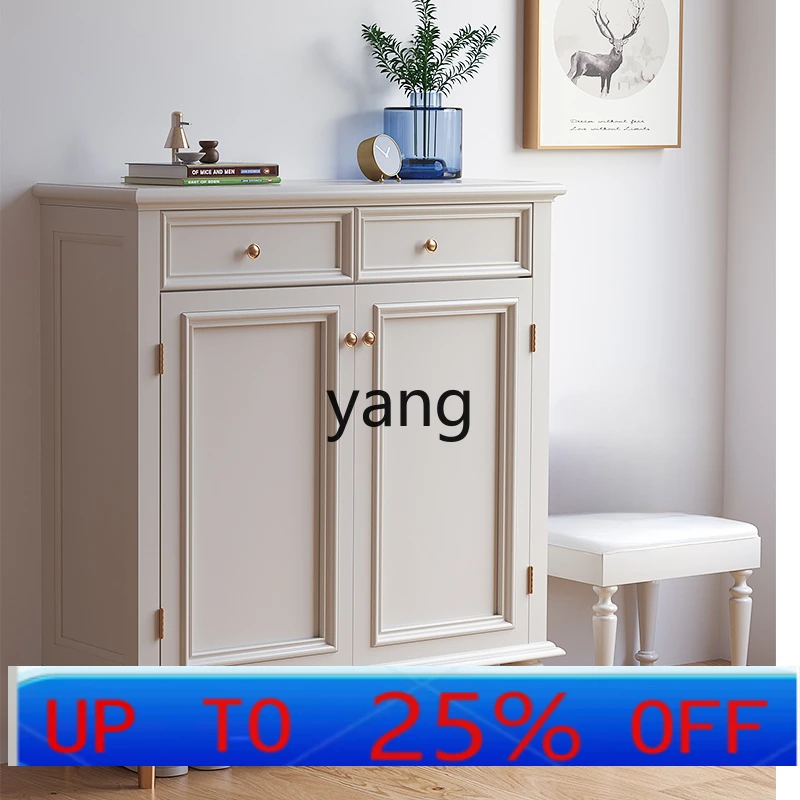 LTT entrance three-door shoe cabinet solid wood household large-capacity multi-layer double door dust-proof
