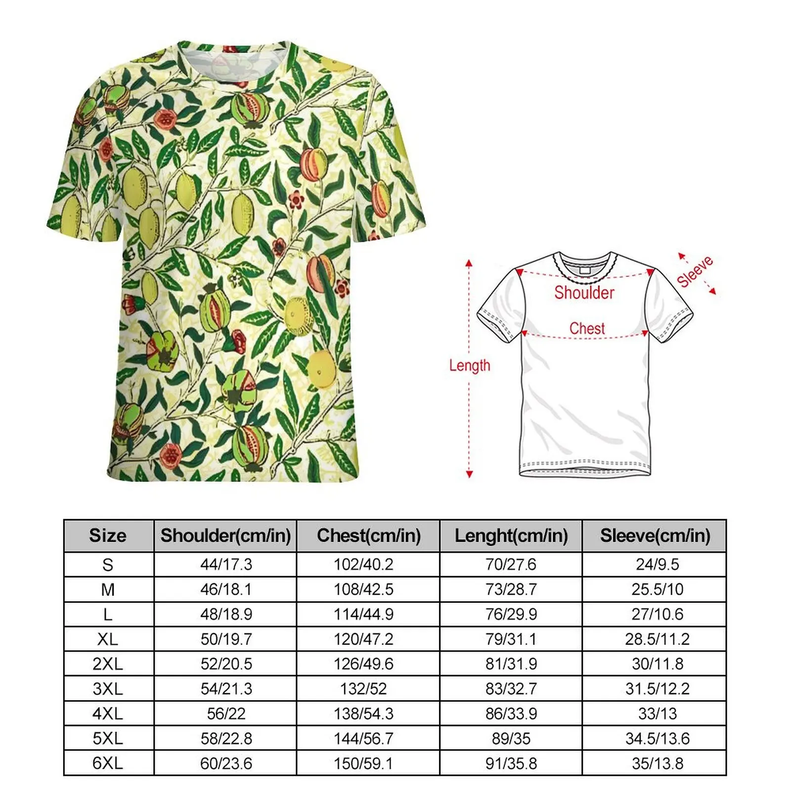 Summer Art Nouveau T-Shirts William Morris Lemons Street Style T Shirt Female Short Sleeves Cool Oversized Tees Graphic Tops