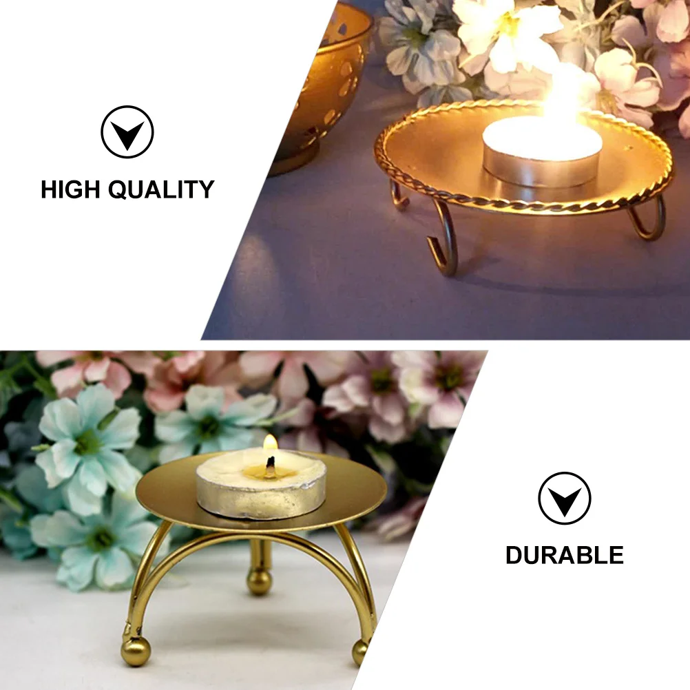 

2pcs Round Tealight Holder Iron Art Trays For Home Decoration Metal Candleholder Desktop Ornaments Wedding Party
