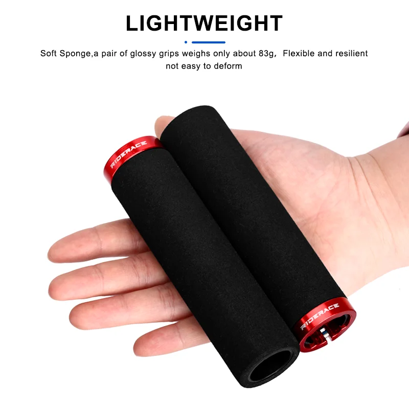 RIDERACE Bicycle Handlebar Grips Ultralight Sponge Anti-skid Shock-absorbing Soft MTB Bike Handle Bar Grip Cycling Accessories