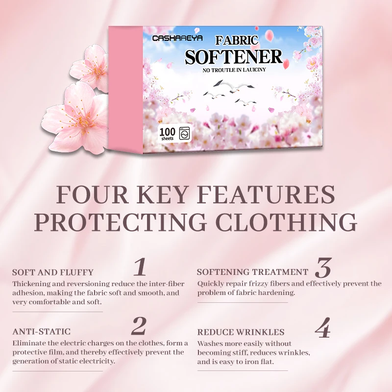 CASHAREYA Dryer Sheets 40pcs Fabric Softener for Dryers Anti Static Wrinkle Reducer Lasting Fresh Scent Laundry Fragrance view 5