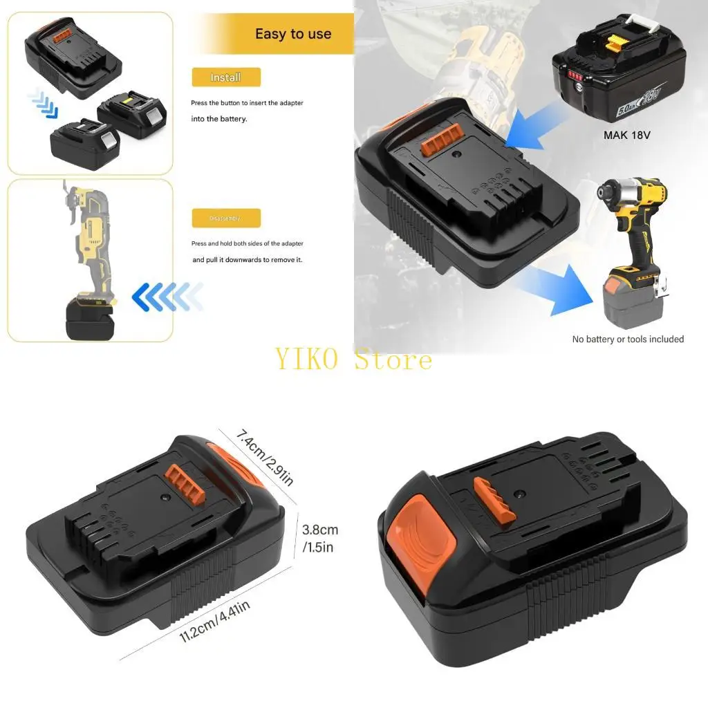 K32C Power Tool Battery Adapter with Channel Fit Connection and Release Piece, Housing for Battery Change Tasks, Home Projects