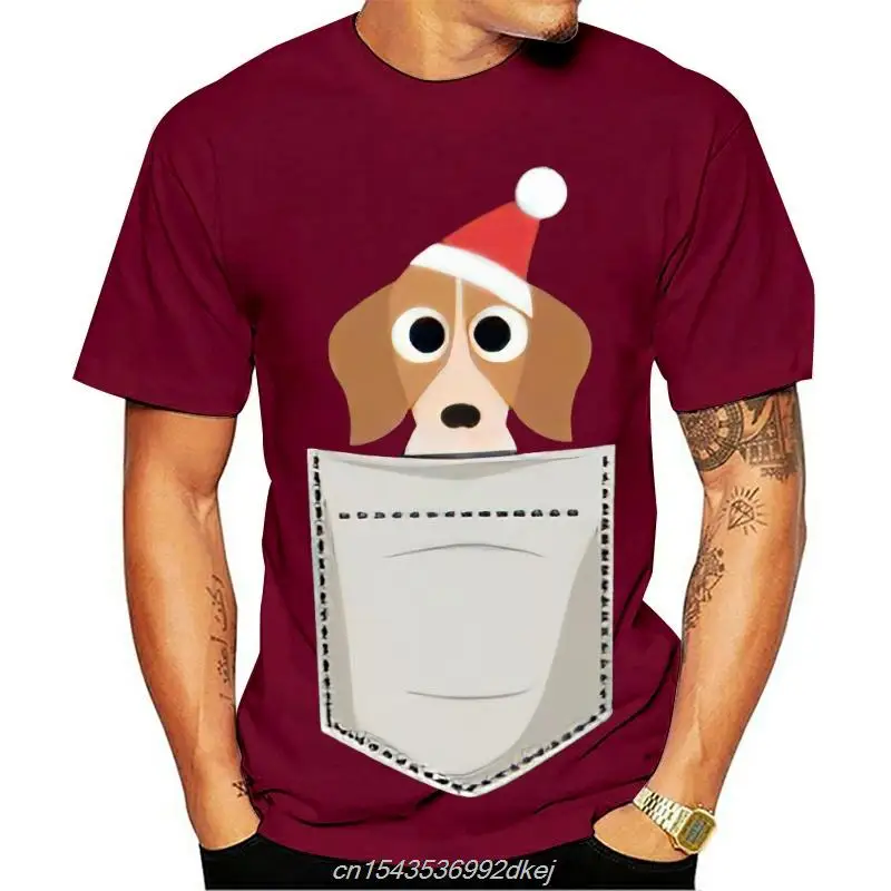 

Designing Beagle Puppy Santa Christmas Men T-shirt Cotton Classic Cool Tshirt For Men Oversize S-5xl Clothes Hiphop Top CartoonF