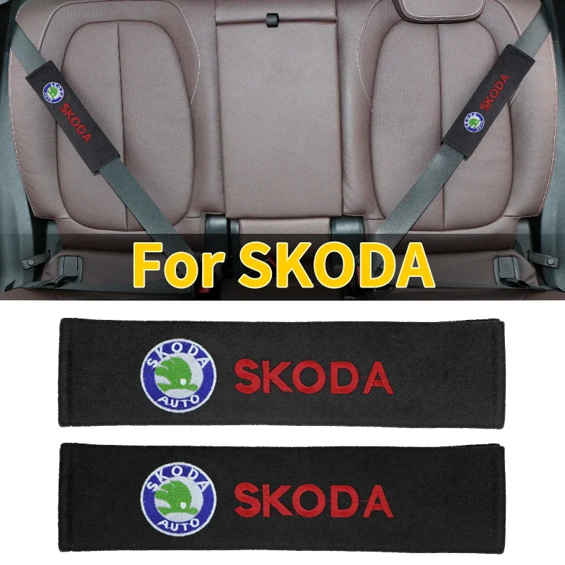 2Pcs Car Seat Belt Pads Seat Shoulder Strap Pad Cushion Cover For Skoda Virs Fabia Kamiq Karoq Kodiaq Rapid Superb 2 Octavia A