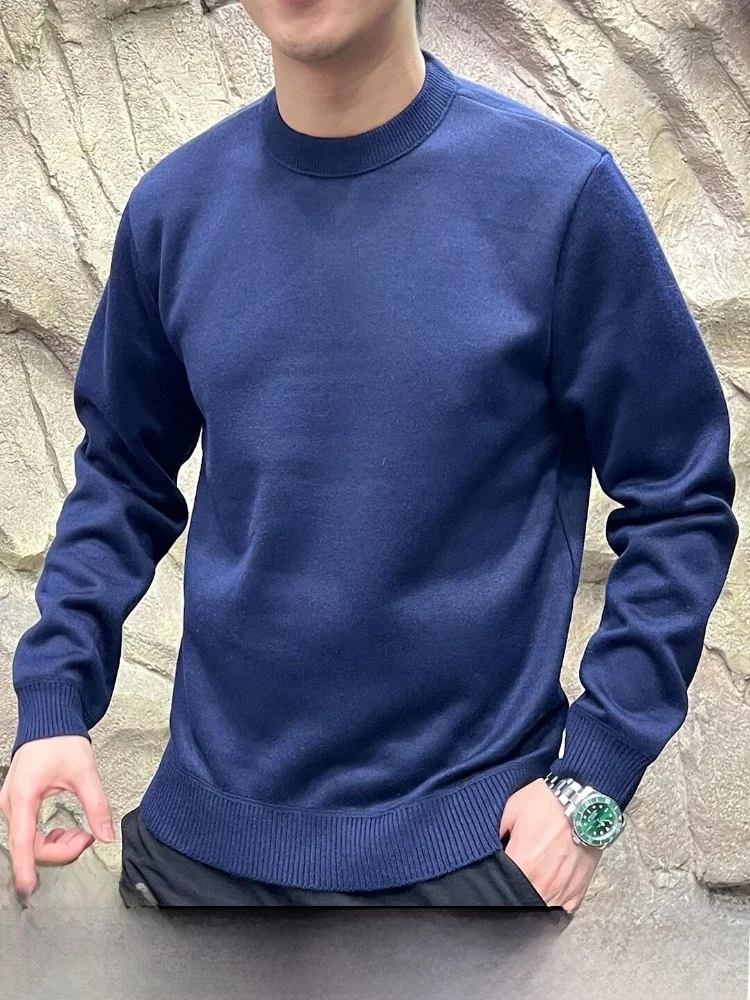 

Warm Fce Lined Knitted Sweater Hoodie Modal Fabric Straight Supply Order Youth Men's Daily Wear Long Sve round Ne