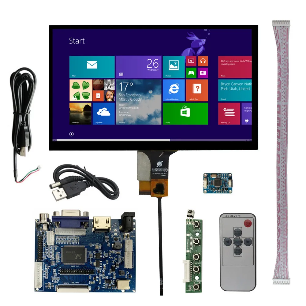 

9 Inch 1024*600 LCD Display Screen Driver Control Board HDMI-Compatible VGA AV Digitizer Touchscreen For Raspberry Pi PC Monitor