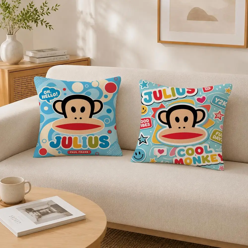 Cute Cartoon Character Julius the Monkey Cushion Cover Soft Fluffy Short Plush  Pillow Case  Sofa Bed Home Decor