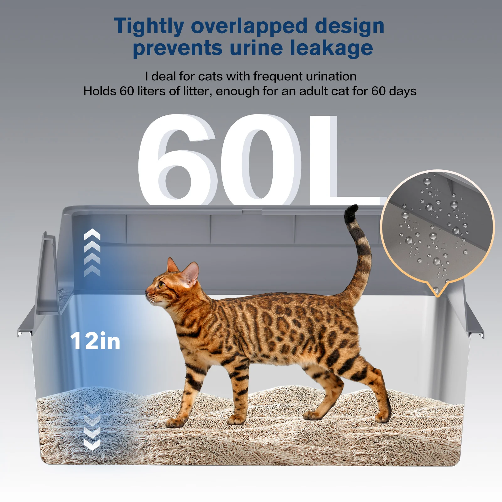 特大XXLステンレス製猫用トイレ(蓋付き)、長さ26インチ× - Self Cleaning Cat Litter Box Automatic のレビューと価格
