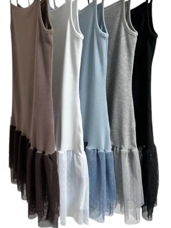 

Korean Sle Slimming Me Insert Summer New Women's Tank Top Faionable Splice Design Sweet Sle Mid-Length Color