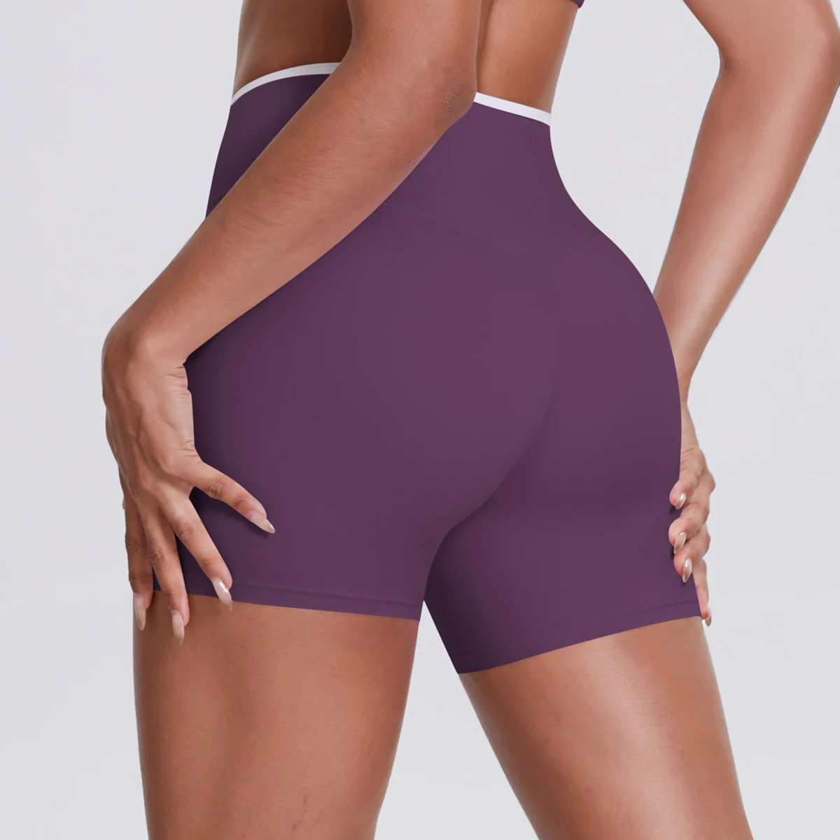 Yoga-Shorts, Damen-Fitness-Shorts, Shorts mit V-förmiger Taille, Lauf- und Fahrradshorts, atmungsaktive Sportleggings, Shorts mit hoher Taille für das Training und das Fitnessstudio. – Detail 17