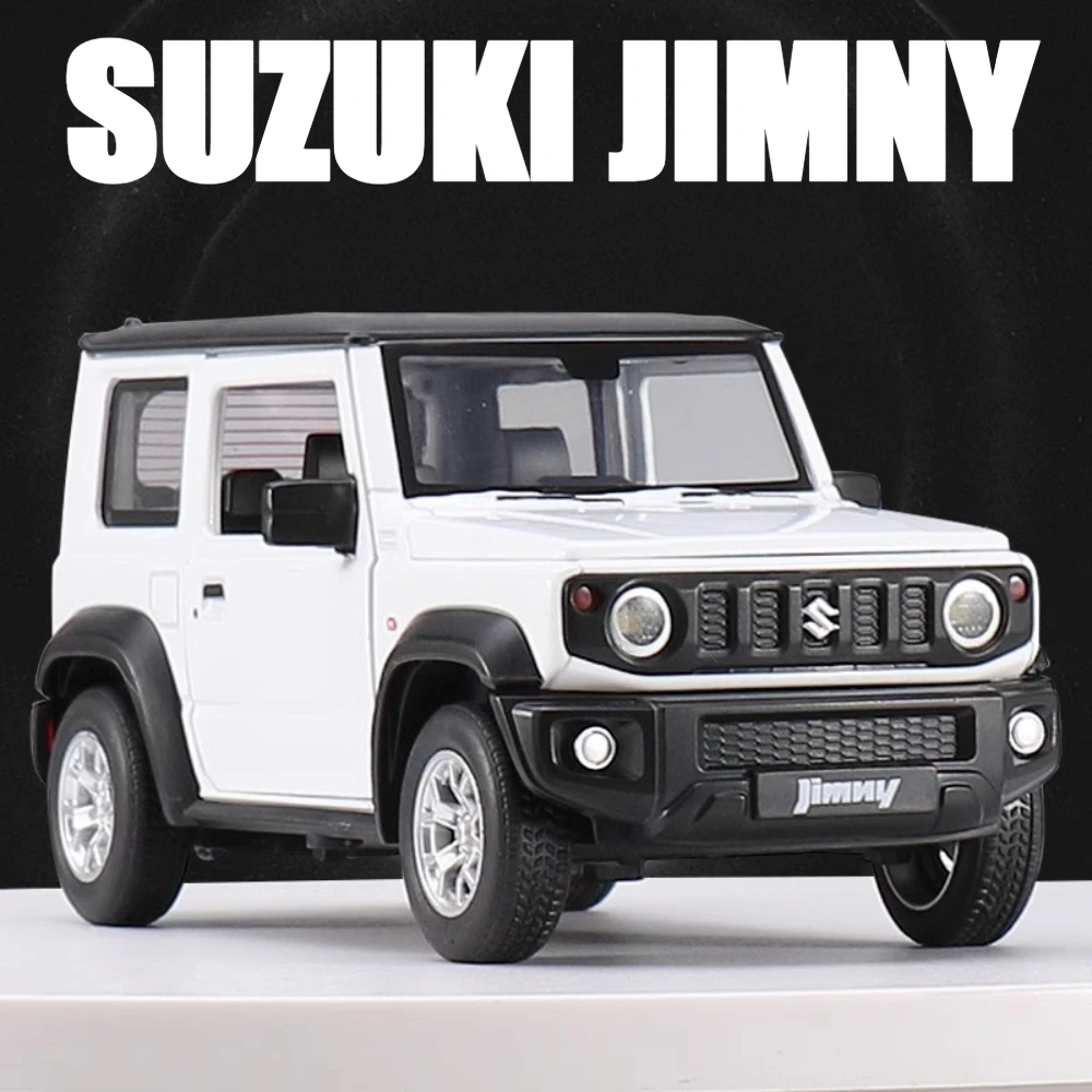 Scala 1:24 Suzuki Jimny Modello di auto Giocattolo Pressofuso Porte in lega aperte Tirare indietro Suono Luce Simulazione Modelli di veicoli Regali per i bambini