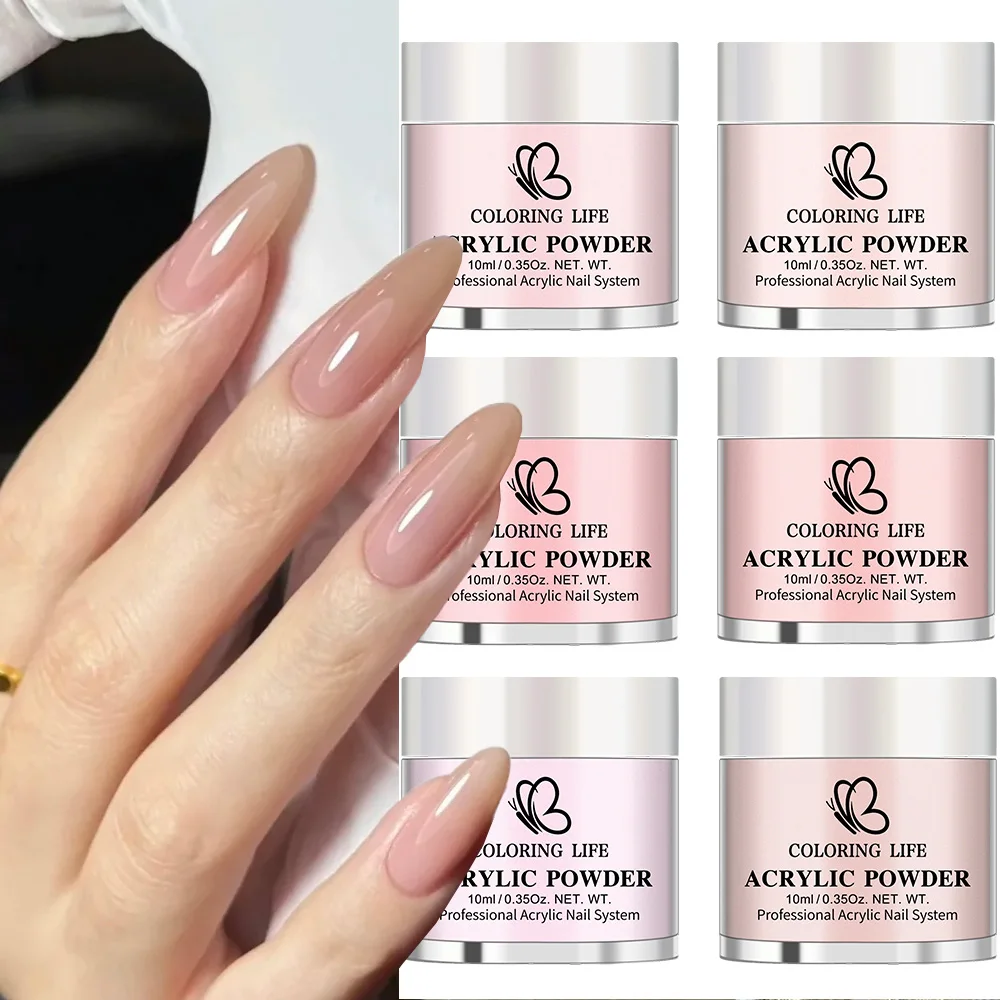 

Набор из 6 баночек профессиональной акриловой пудры для наращивания/моделирования/диппинга ногтей, пигмент EMA для нейл-арта, полимерный кристаллический порошок 3-в-1