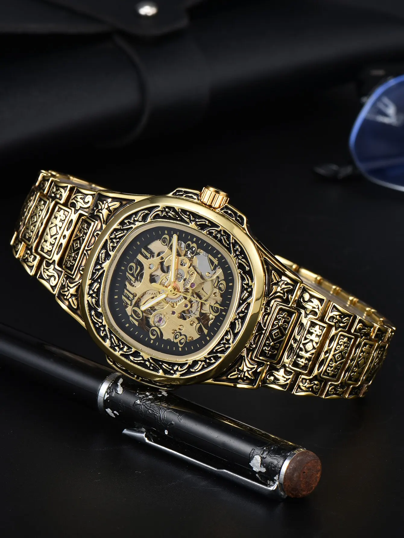 LONGLUX Automatic Mechanical Men's Skeleton Watch