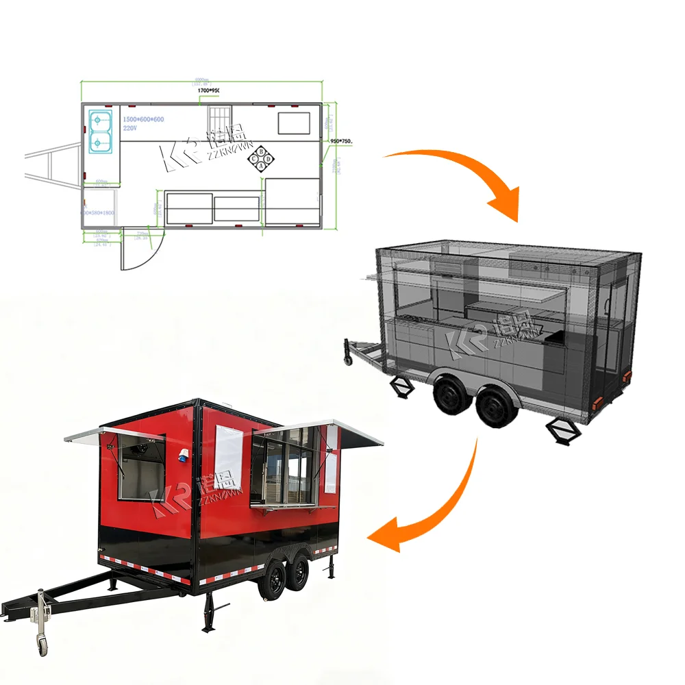 تخصيص شاحنة الوجبات السريعة مجهزة بالكامل القهوة المحمول تقديم الطعام مقطورة الآيس كريم عربة امتياز شاحنة الغذاء للبيع #2