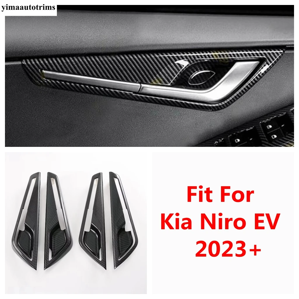 

For Kia Niro EV 2023 Car Accessories Inner Door Handle Bowl Frame Decoration Cover Trim ABS Carbon Fiber Interior Refit Kit