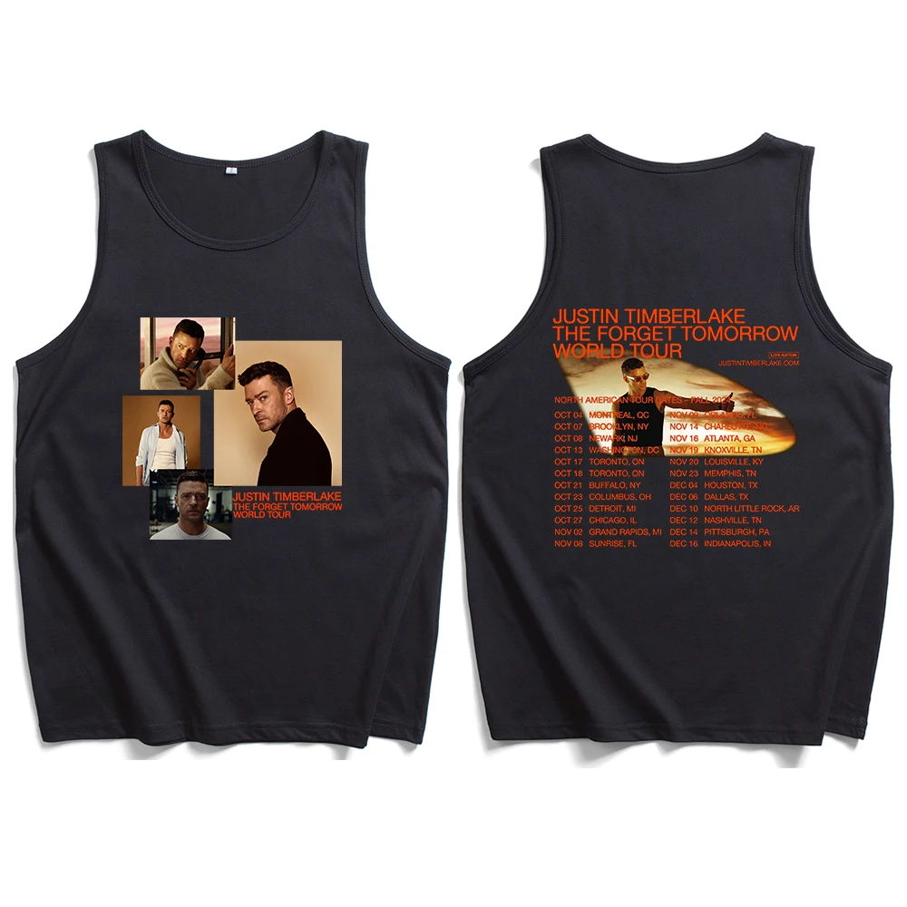 Justin Timberlake The Forget Tomorrow Tour Tank Tops Vest  Man Woman Summer Casual Sleeveless T-shirt Fans Gift Tops