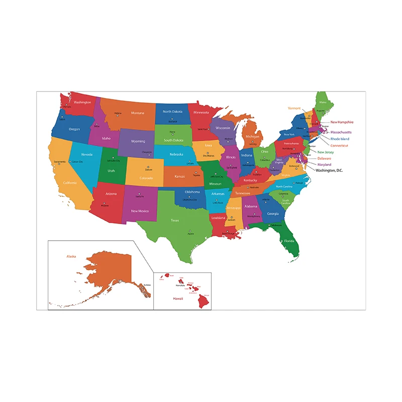 Mapa United State 84*59cm ścienne plakaty dekoracyjne włóknina płótno malarstwo bez ramki drukuje Home Decor przybory szkolne