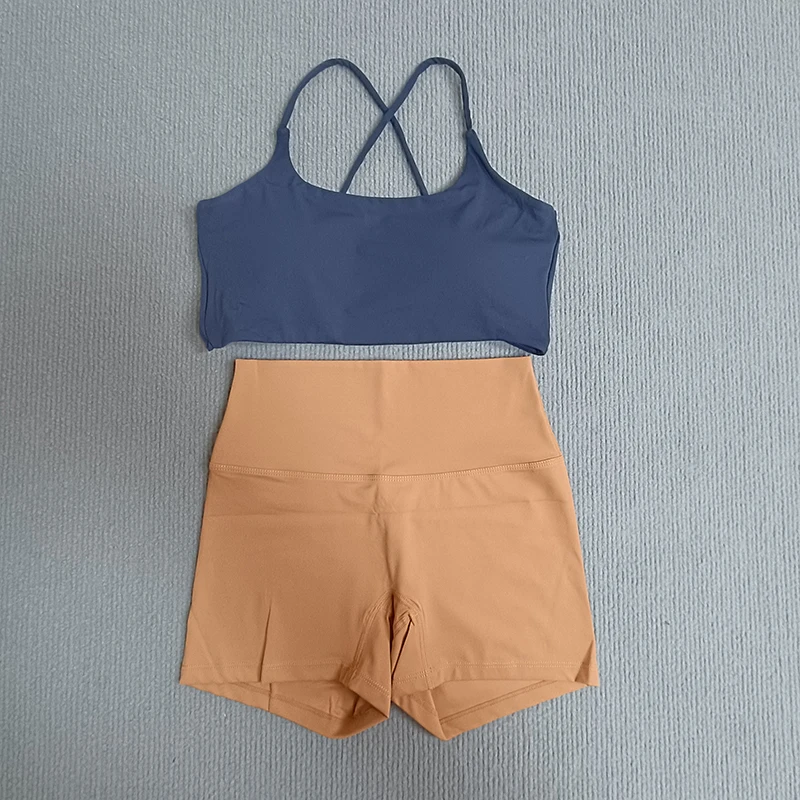 

2 Pieces Yoga Clothes Sets Sexy Push Up Cross Back Bra Top High Waist Leggings Cycling Jogging Suit Running Workout Tracksuit