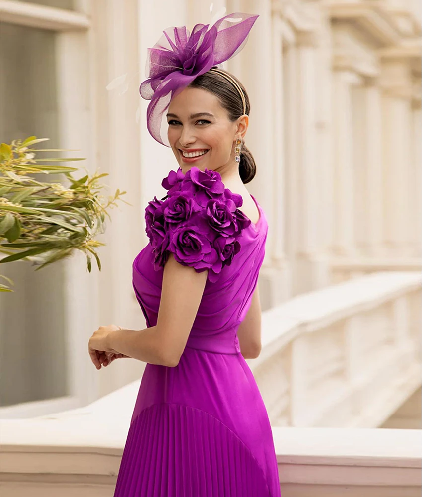 Robe de soirée trapèze en Jersey, personnalisée, exquise, fleurs 3D, haute qualité, col rond, longueur cheville, manches courtes, robes de célébrité