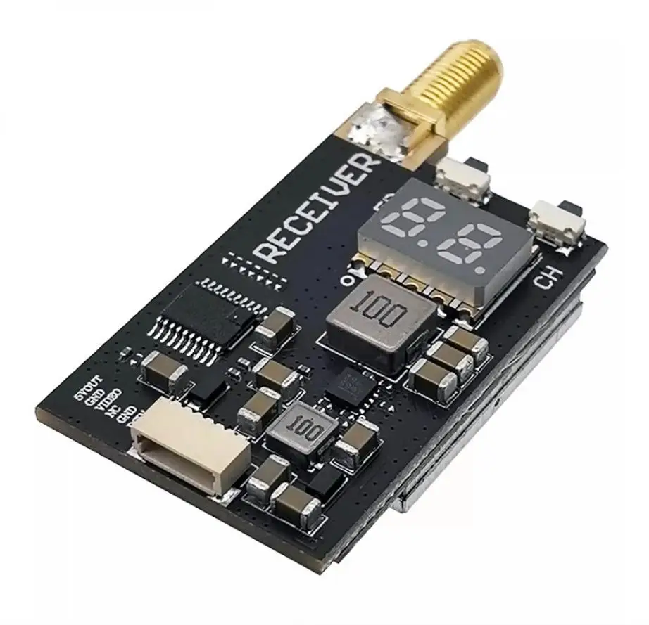 VRX 3.3GHz FPV VRX 3.3G 64CH FPV Wireless Video Analog Receiver (3060MHz-3500MHz) Supports PAL/NTSC, RPSMA Antenna Connector