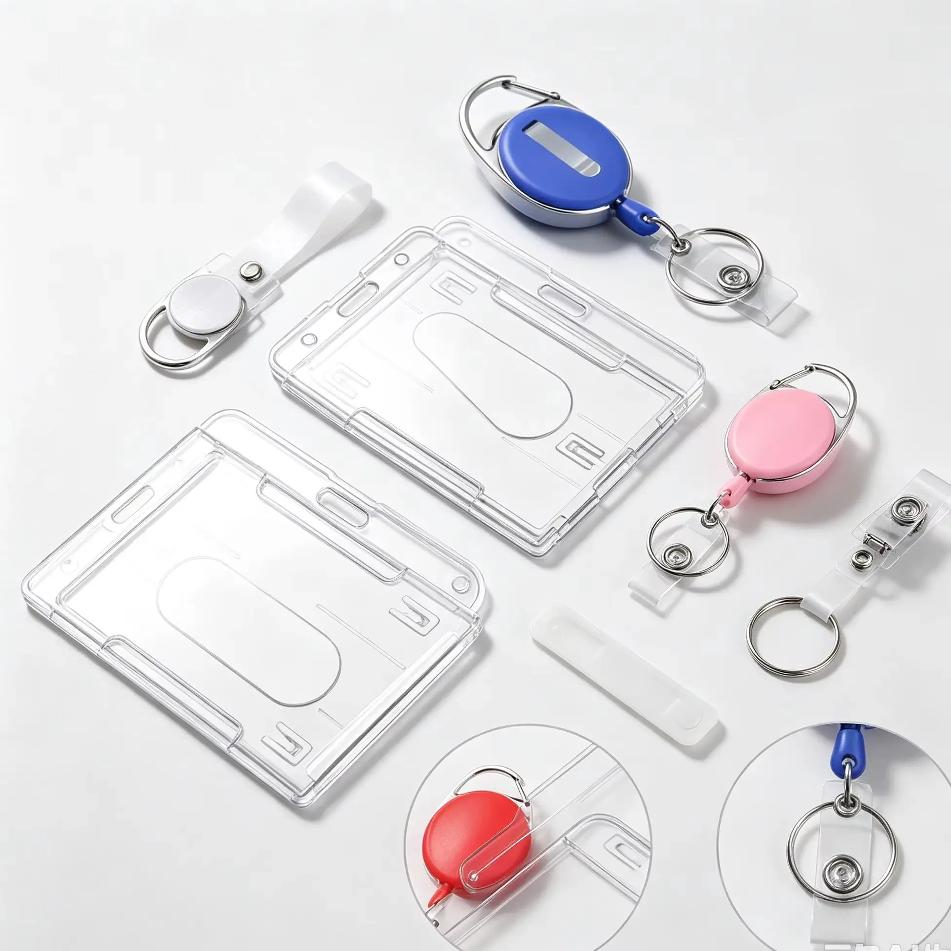 Multi‑use Hard Plastic Transparent Card Sleeve Double Sided Clear Work ID Badge Holder Protector Pouch
