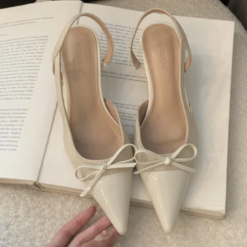 

Elegant Butterfly-Knot Pointed Toe Sandals Women Shallow Low Heel Dress Shoes Female Summer New Fashion Footwear Female Pumps